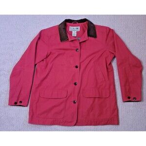 VINTAGE LL Bean Chore Barn Coat Jacket Womens Size XL Pink Corduroy Collar OBGX4